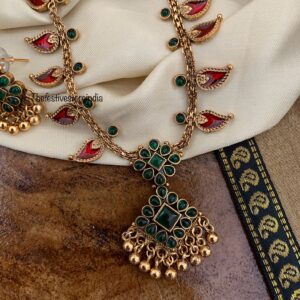 Antique polish maanga/mango chain with pendant necklace set