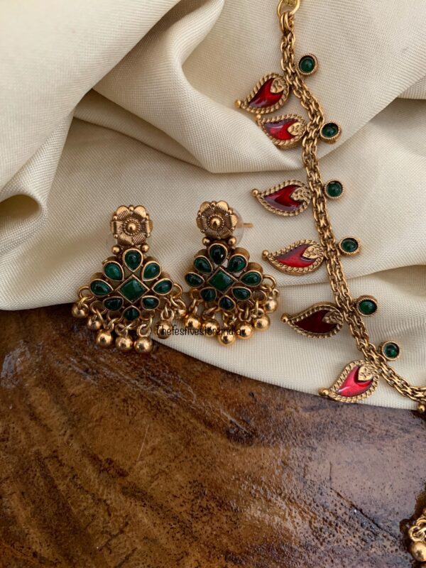 Antique matte polish maanga/mango chain with pendant necklace set
