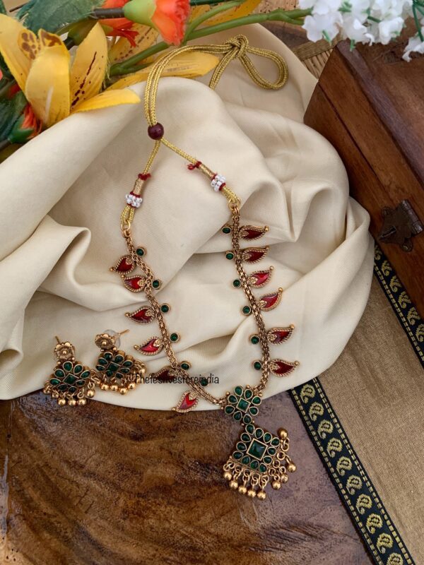Antique matte polish maanga/mango chain with pendant necklace set
