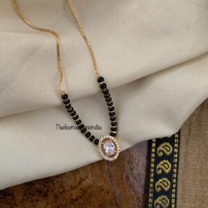 Dainty / Minimal single diamond stone mangalsutra chain