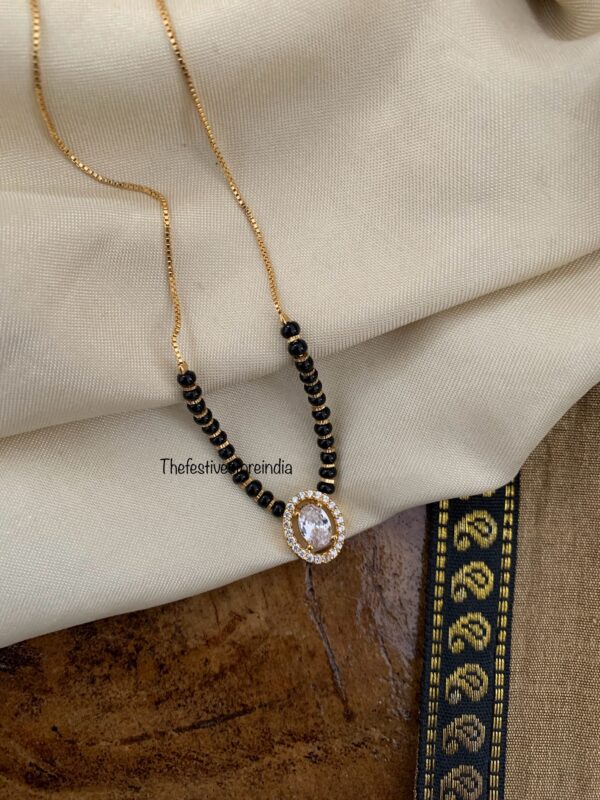 Dainty / Minimal single diamond stone mangalsutra chain