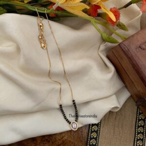 Dainty / Minimal single diamond stone mangalsutra chain