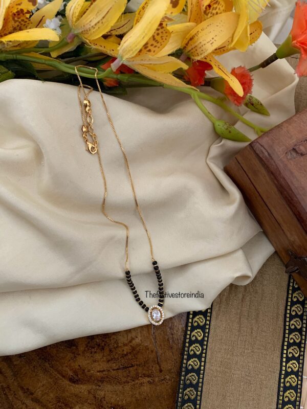 Dainty / Minimal single diamond stone mangalsutra chain