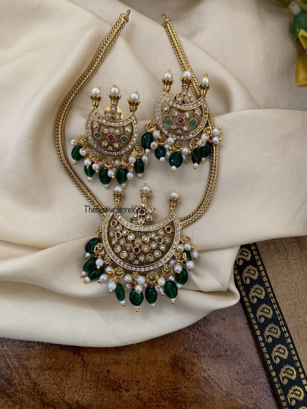 Chand green beads necklace set