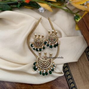 Chand green beads necklace set