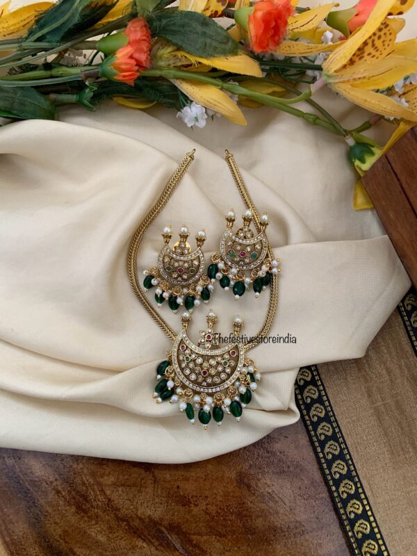 Chand green beads necklace set