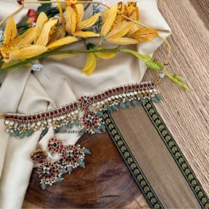 Bridal Kemp green drop beads Choker set