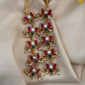 Jadau Lotus straight ear chain | Maati