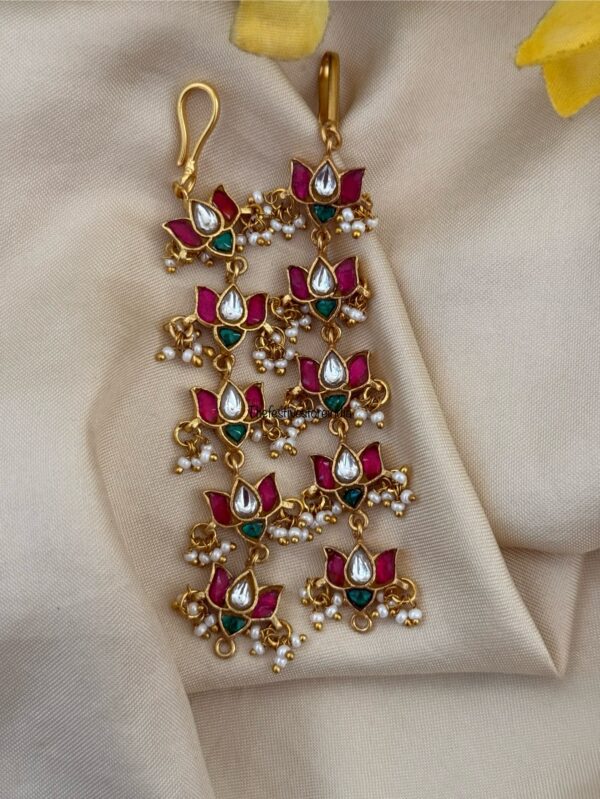 Jadau Lotus straight ear chain | Maati