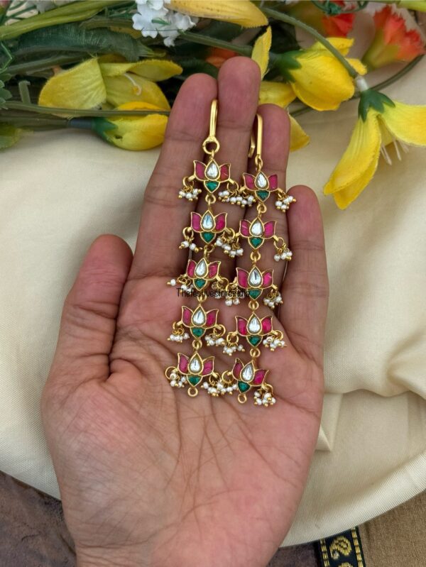 Jadau Lotus straight ear chain | Maati