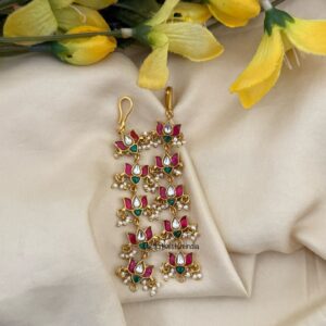 Jadau Lotus straight ear chain | Maati
