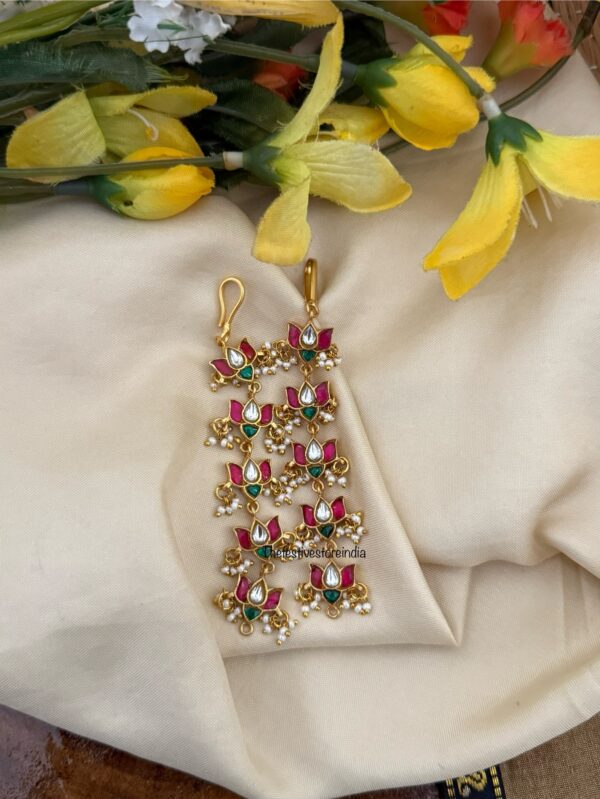 Jadau Lotus straight ear chain | Maati