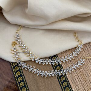 Gold polish Diamonds ear chain | Maati