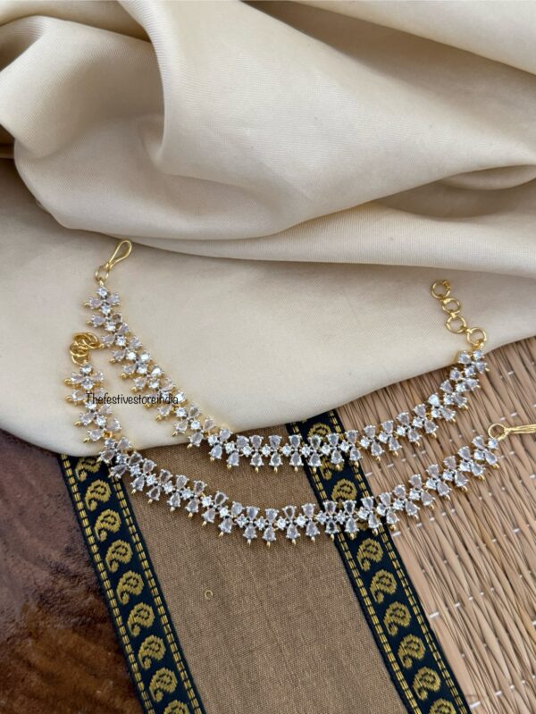 Gold polish Diamonds ear chain | Maati