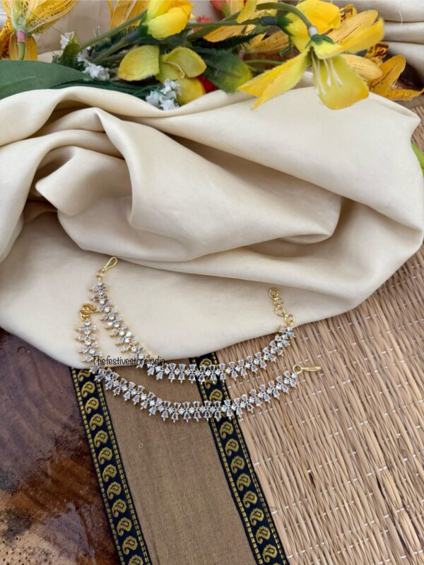 Gold polish Diamonds ear chain | Maati