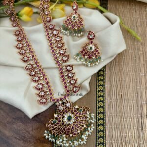 Premium Kemp stone mango Haaram set | Haaram | long chain | Bridal