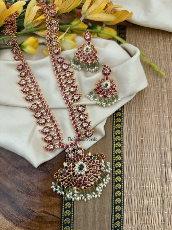 Premium Kemp stone mango Haaram set | Haaram | long chain | Bridal
