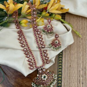 Premium Kemp stone mango Haaram set | Haaram | long chain | Bridal