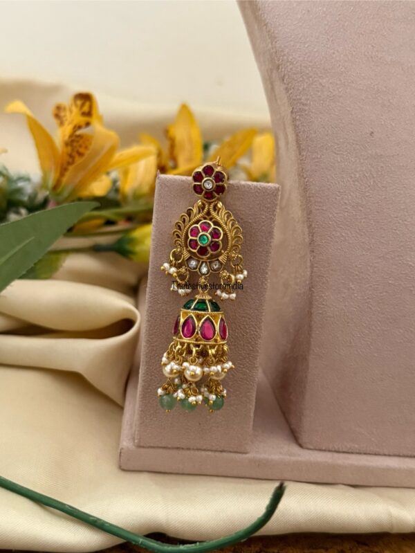 Jadau Antique polish Bridal necklace with jhumkas