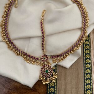 3 layer kemp stone Bridal Maangtikka | Head gear