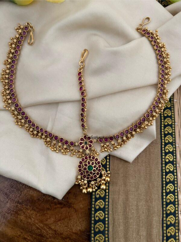 3 layer kemp stone Bridal Maangtikka | Head gear