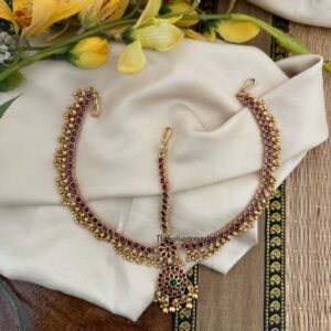 3 layer kemp stone Bridal Maangtikka | Head gear