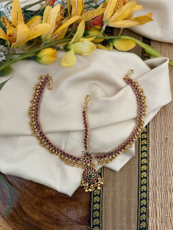 3 layer kemp stone Bridal Maangtikka | Head gear