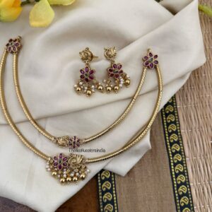 Antique polish 2 layer Navilu floral necklace set