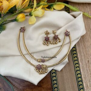 Antique polish 2 layer Navilu floral necklace set