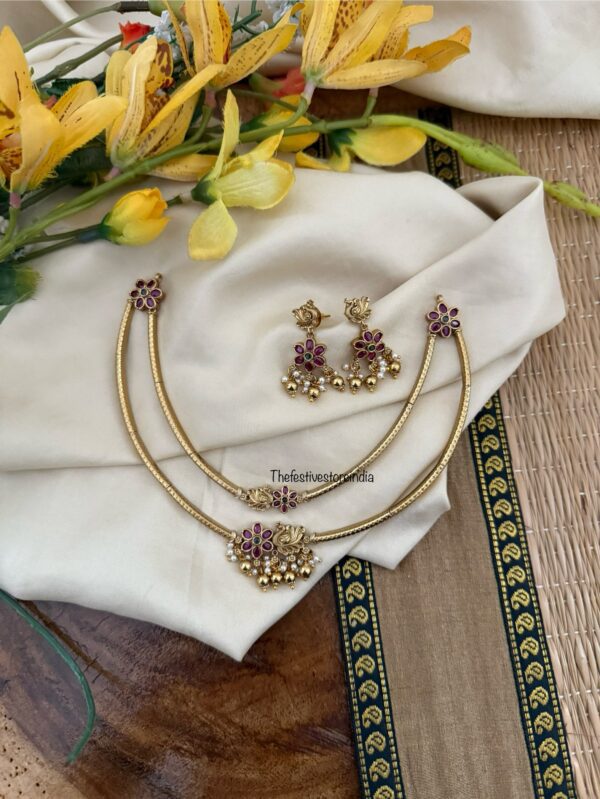 Antique polish 2 layer Navilu floral necklace set