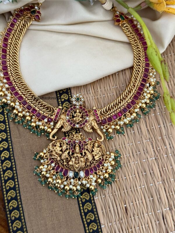 Antique polish Bridal Detachable pendant Jalebi chain necklace set