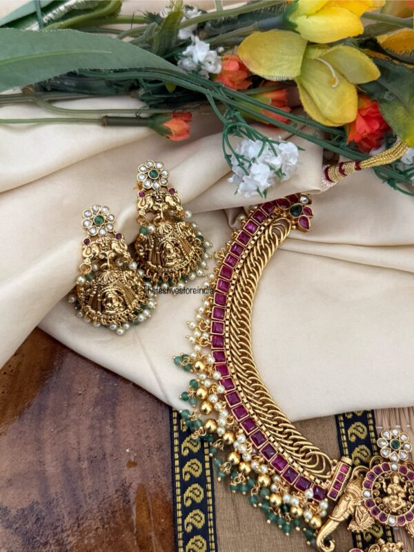 Antique polish Bridal Detachable pendant Jalebi chain necklace set