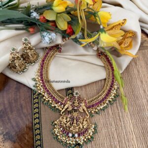 Antique polish Bridal Detachable pendant Jalebi chain necklace set