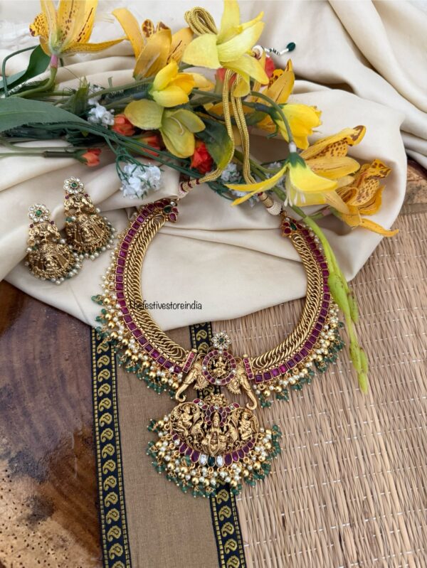 Antique polish Bridal Detachable pendant Jalebi chain necklace set