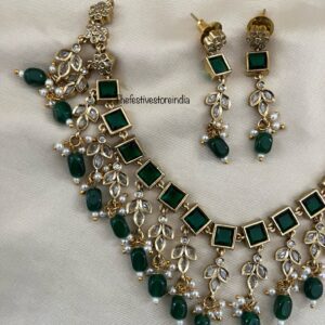 All Green Blocks necklace set