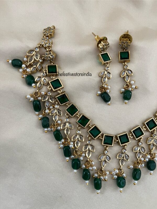 All Green Blocks necklace set