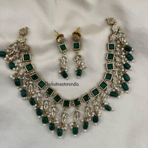 All Green Blocks necklace set