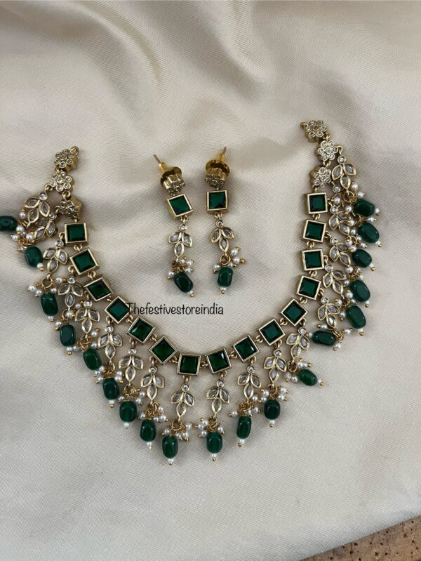 All Green Blocks necklace set