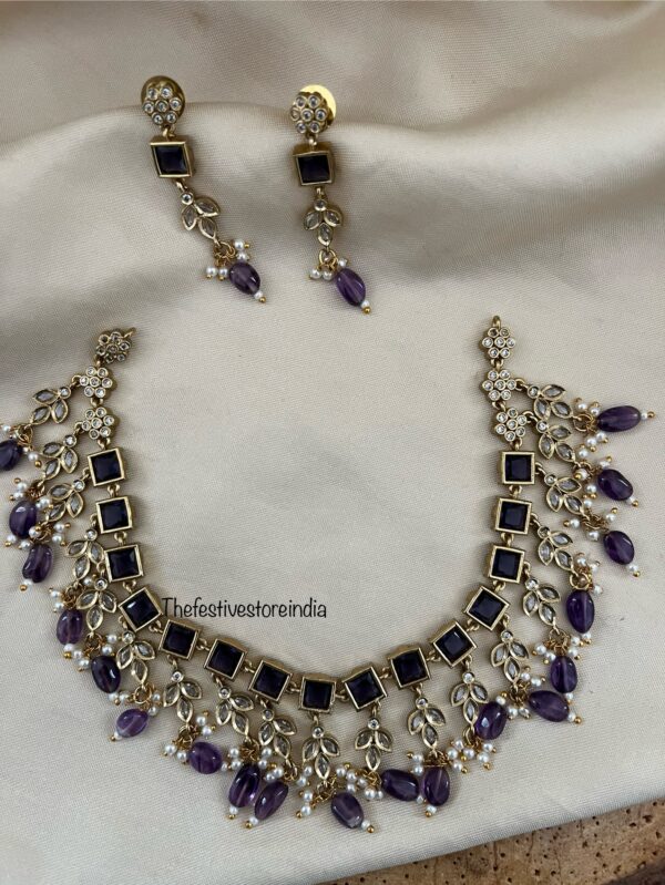 All Purple Blocks necklace set