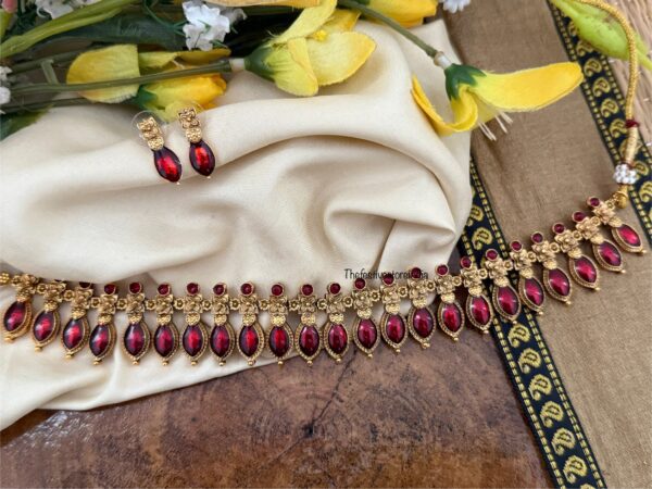 Budgeted Ruby Enamel painted palakka choker set