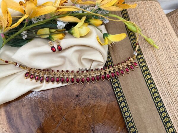 Budgeted Ruby Enamel painted palakka choker set