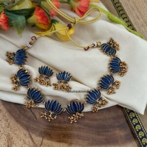 Budgeted Enamel Painted Blue Lotus Set