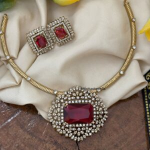 Stone Victorian Hasli set - Ruby | Bridal | Necklace | Wedding | Unique