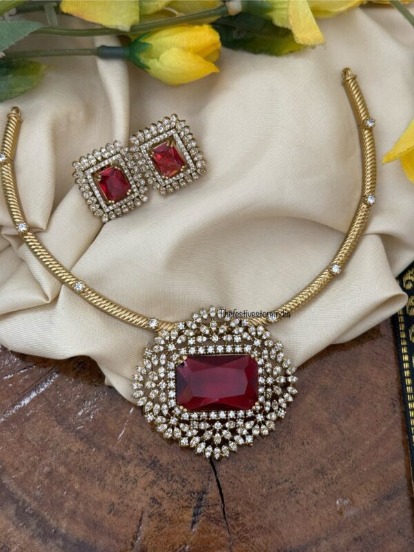 Stone Victorian Hasli set - Ruby | Bridal | Necklace | Wedding | Unique