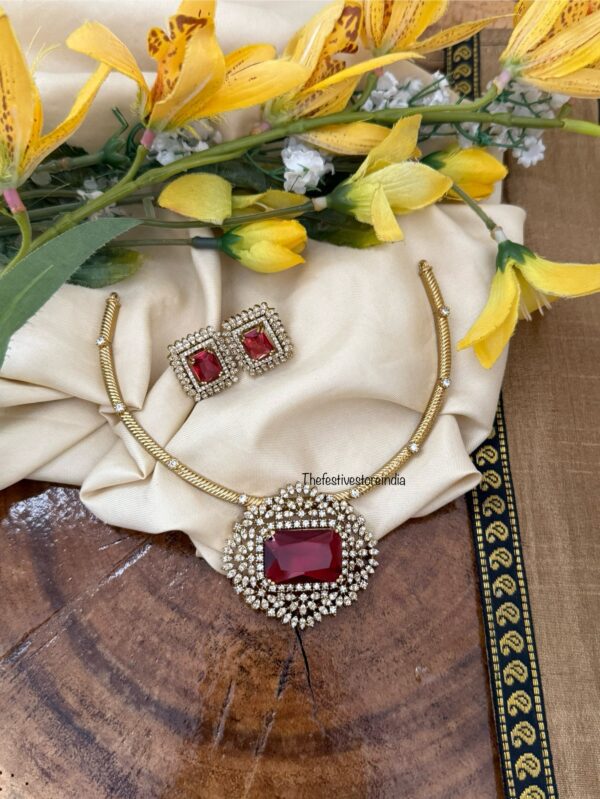 Stone Victorian Hasli set - Ruby | Bridal | Necklace | Wedding | Unique