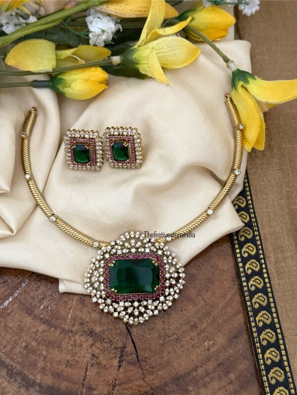 Stone Victorian Hasli set - Red Green | Bridal | Necklace | Wedding | Unique