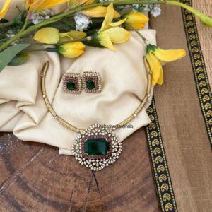 Stone Victorian Hasli set - Red Green | Bridal | Necklace | Wedding | Unique