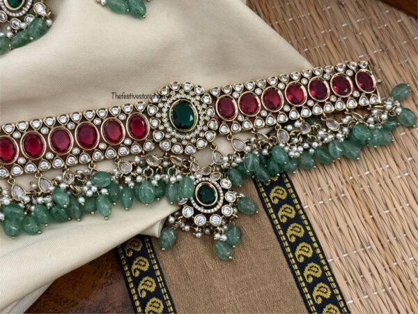 Premium green drops Bridal choker set