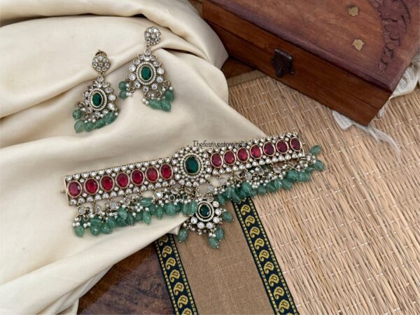 Premium green drops Bridal choker set