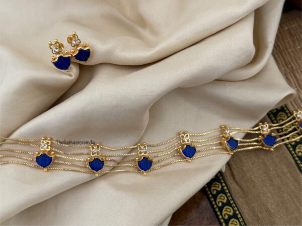 Micro gold BLUE palakka choker set